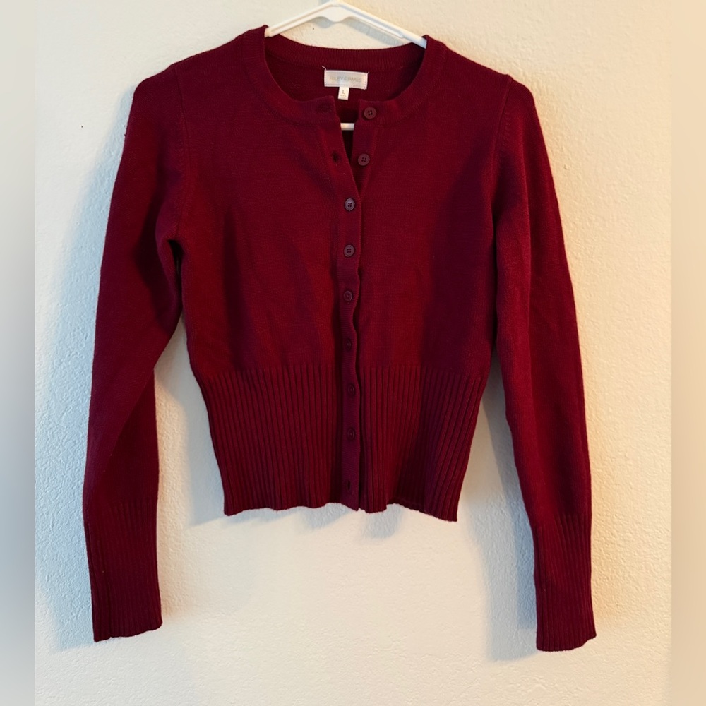 Chic Burgundy Button-Up Cardigan